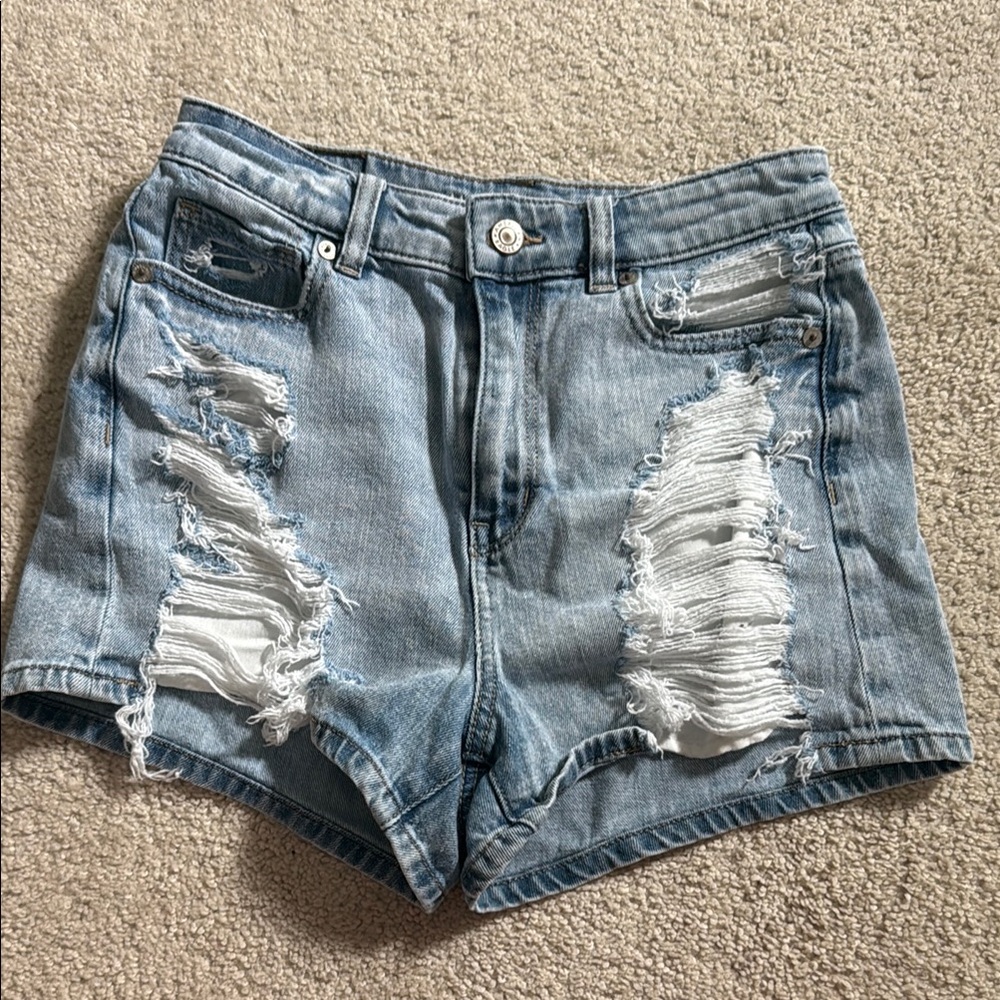 American Eagle Outfitters Blue Distressed Jean Shorts